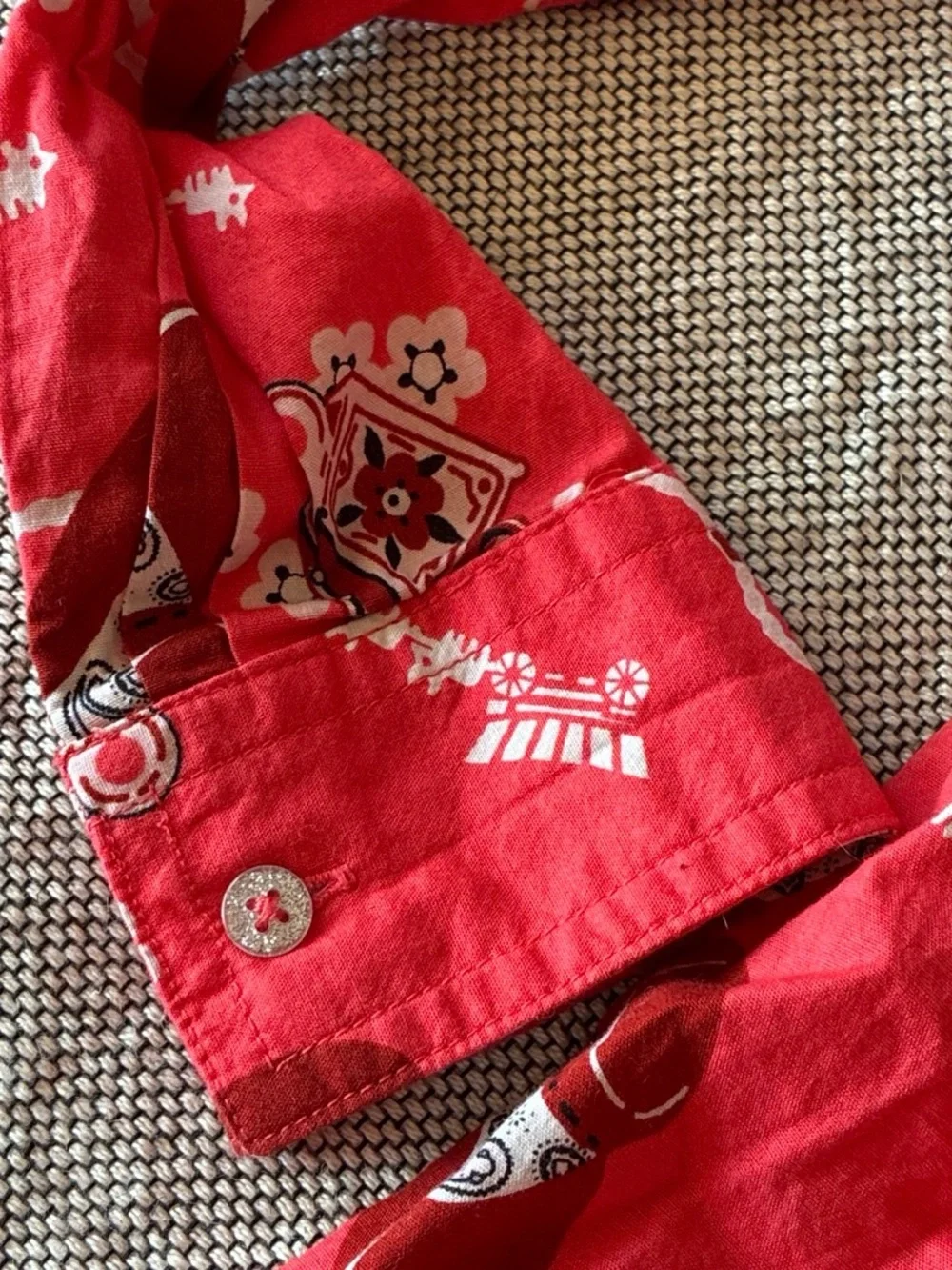Cruel Girl Red Western Print Button-Down Shirt
